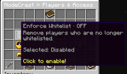 The Players and Access category in World Settings.
