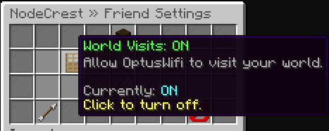 World Visits grants one selected friend permission to visit your SMP.