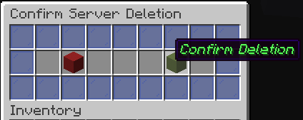 Server deletion requires a deliberate confirmation, with a cancel option.